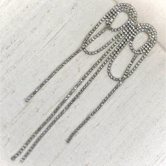 Zara Cascading Rhinestone Earrings - Picture 9 of 9